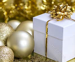 Christmas Gift Box and Baubles