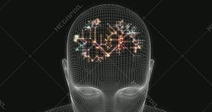 Artificial Intelligence Head on a Digital Background Art