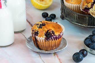 Blueberry and lemon muffins