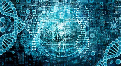 Genetic research and Biotech science Concept. Human Biology tech