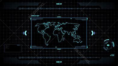 Virtual screen display over black background