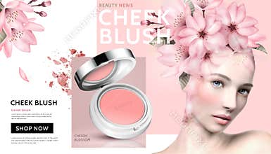 Romantic cheek blush ad