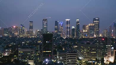 Crowded modern buildings in Jakarta city