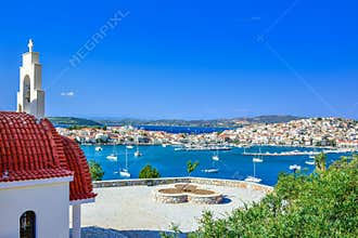 View of the picturesque coastal town of Ermioni, Peloponnese, Greece
