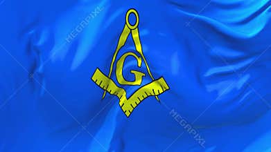 271. Freemasonry Flag Waving in Wind Continuous Seamless Loop Background.