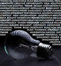 Electric bulb with creativity words