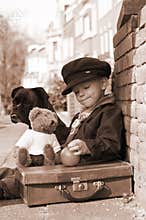 Vintage boy in sepia