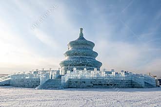 Ice sculptures and architectural landscape of Changchun Ice and Snow Xintiandi
