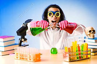 Chemist experimenting with solutions