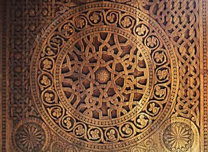 Ornament on wooden door