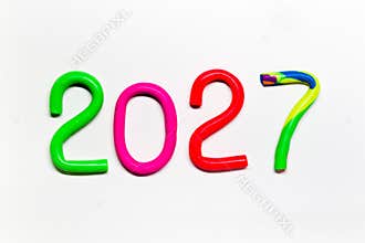 Number 2027 multicolor plasticine figures