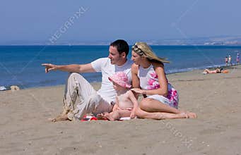 Young attractive family on vacation in Spain