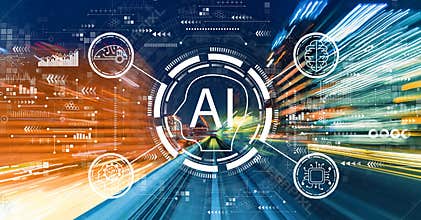 AI concept with high speed motion blur