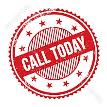 CALL TODAY text written on red grungy round stamp
