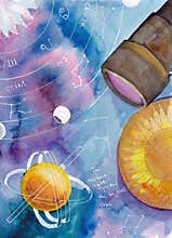 Illustration on the theme of Hogwarts faculties. Astronomy