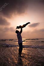 Happy family on the beach