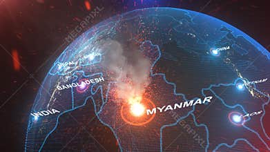Civil war im Myanmar animation