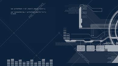 Animation of statistics recording and data processing on dark blue background