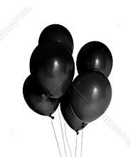 Black balloons isolated on white