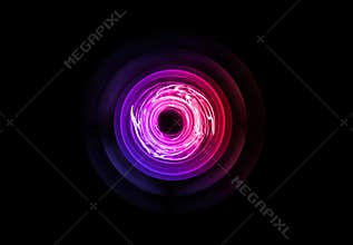 Magical sound wave symbol . Abstract orange , red and purple light . Colorful electricity ball . New high tech technology concept