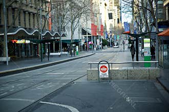 Melbourne in Lockdown July 2021 - empty city CBD streets tram