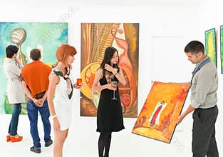 Art collectors at exhibition opening