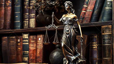 Scales of justice femida and law. statue of lady justice