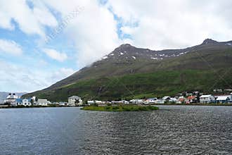 Town of Seydisfjordur in Seydisfjordur Fjord in Iceland