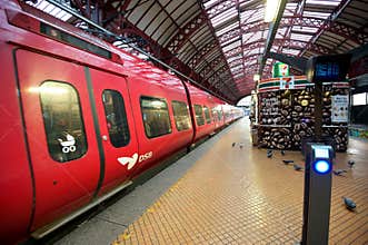 Red Train at the platform