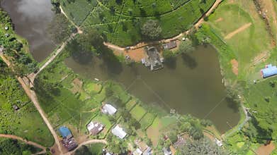 Beautiful scenery with small village amidst the beautiful tea hills