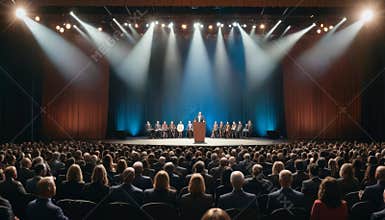 Speaker at Conference Podium with Audience