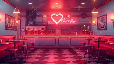 Blushing hues: Cafe bathed in pink exudes romance, an inviting haven amidst the bustling shopping district