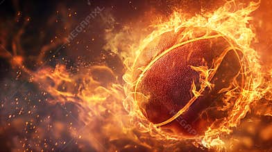 Basketball Ball with Flames on Dark Background. Generative AI