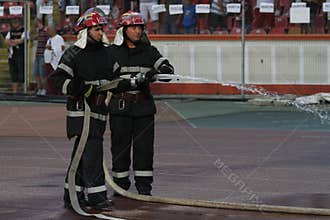 Firefighters in action