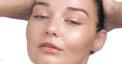 Close-Up of Woman with Flawless Skin and Natural Makeup