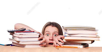 Nervous college student before exams