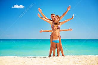 Family Having Fun at the Beach