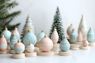 pastel christmas clipart, a delightful homemade christmas tree clipart with cute doodle decorations in pastel shades on