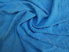 Close up of blue towel texture background for abstrack background or 3D rendering