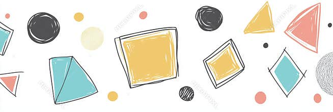 Hand-drawn doodle frame set in vibrant colors. Shapes include boxes, squares, rectangles, and circles with brush pen