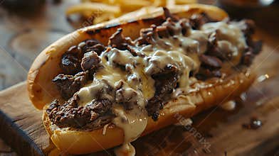 Grilled Philly cheesesteak with melted cheese