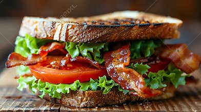 Classic BLT sandwich with crispy bacon, lettuce and tomato