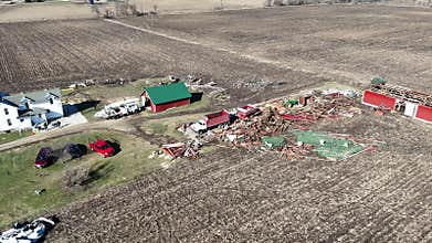 Tornado Storm Damage, Wisconsin Dairy Farm