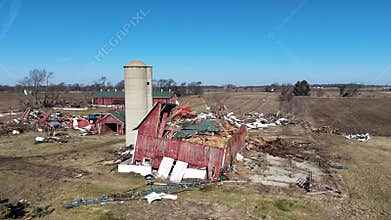 Tornado Storm Damage, Wisconsin Dairy Farm