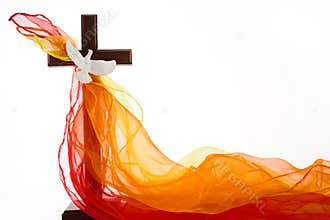 Pentecost Sunday. Pentecost background with flying dove