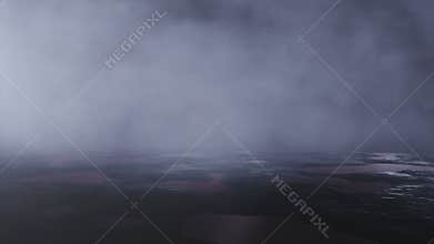 Wet Terrain Background Animation. Fly Over Wet Terrain. Loop Animation