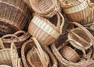 Wicker baskets and boxes