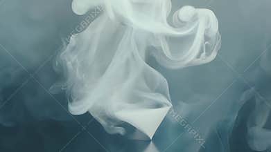 A gradual evolution of forms as solid shapes are consumed by a billowing cloud of smoke leaving behind soing completely