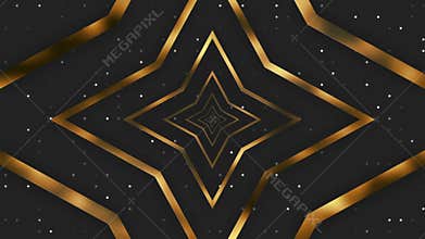 Polygon Luxury, pale grey color with gold black star repeater background, sparkling dots.