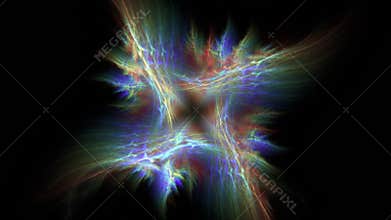 Hypnotic iridescent square pattern transforming.